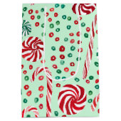 Peppermint Candy Canes Cozy Winter Holiday Medium Cadeauzakje (Achterkant)