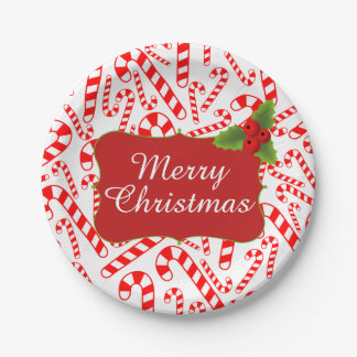 Peppermint Candy Canes Merry Kerstparty Papieren Bordje