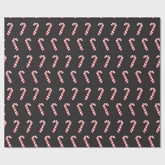 Peppermint Candy Canes op Black Cadeaupapier (Vlak)