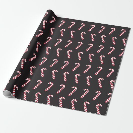 Peppermint Candy Canes op Black Cadeaupapier (Uitgerold)