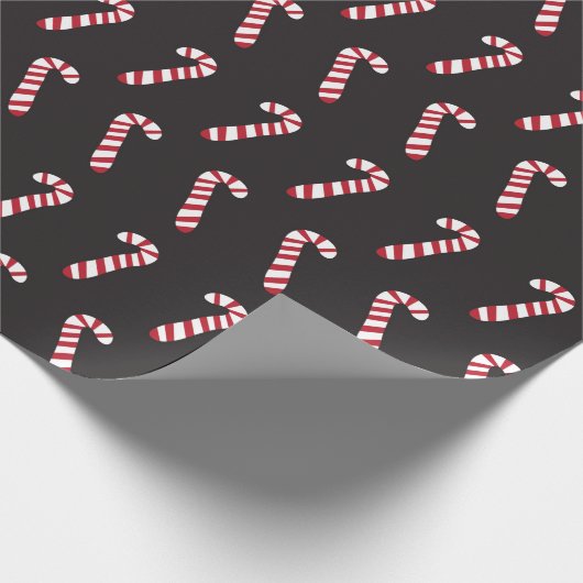 Peppermint Candy Canes op Black Cadeaupapier (Hoek)