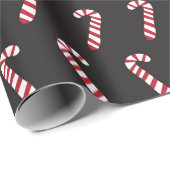 Peppermint Candy Canes op Black Cadeaupapier (Rol Hoek)