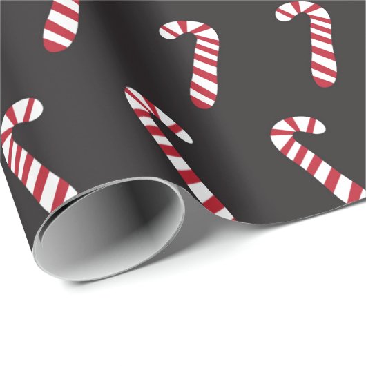 Peppermint Candy Canes op Black Cadeaupapier (Rol Hoek)