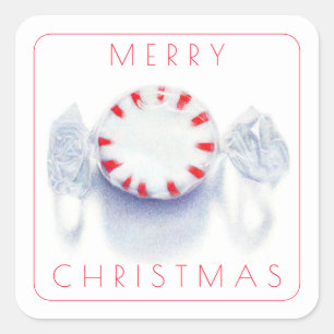 PEPPERMINT CANDY KERSTFEEST 1,5" Vierkante Sticker