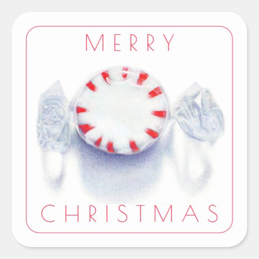 PEPPERMINT CANDY KERSTFEEST 1,5" Vierkante Sticker (Voorkant)