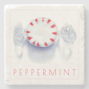 PEPPERMINT CANDY Marmer Stenen Onderzetter + Tekst