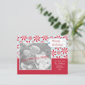 Peppermint Candy Red and Blue Holiday Personalized Feestdagenkaart (Staand voorkant)