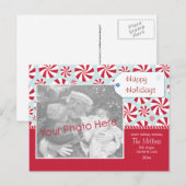 Peppermint Candy Red and Blue Holiday Personalized Feestdagenkaart (Voorkant / Achterkant)