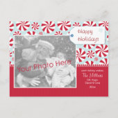 Peppermint Candy Red and Blue Holiday Personalized Feestdagenkaart (Voorkant)