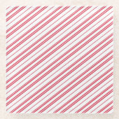 Peppermint Christmas Candy Cane Stripes Glazen Onderzetter (Voorkant)