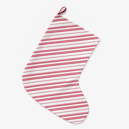 Peppermint Christmas Candy Cane Stripes Grote Kerstsok (Voorkant (Hangend))