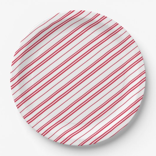 Peppermint Christmas Candy Cane Stripes Papieren Bordje (Voorkant)
