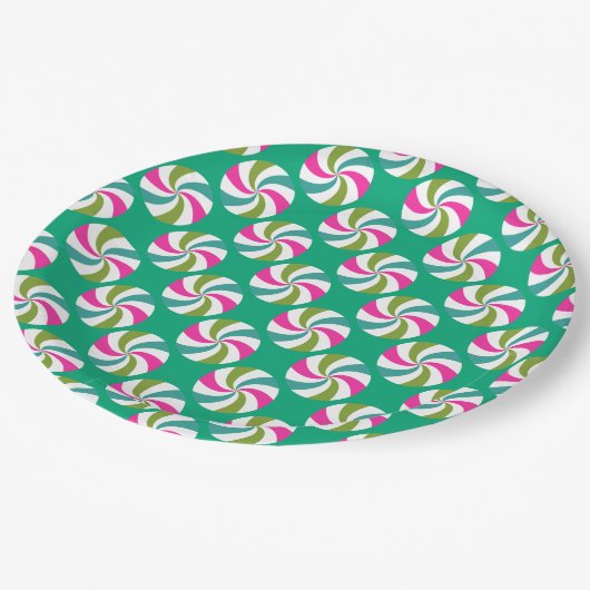 Peppermint Christmas Green Papieren Bordje (Gekanteld)