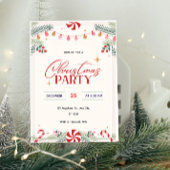 Peppermint Christmas Party Invitation  Kaart