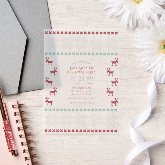 Peppermint Cream Ugly Sweater Christmas Party Vellum Uitnodigingen (Huwelijk)