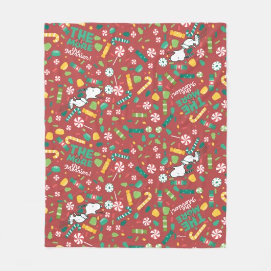 Peppermint Dreams Snoopy Snoep Pattern Fleece Deken (Voorkant)