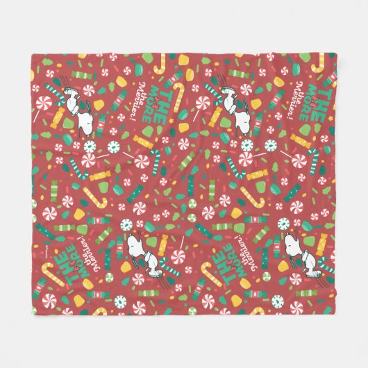 Peppermint Dreams Snoopy Snoep Pattern Fleece Deken (Voorkant (Horizontaal))
