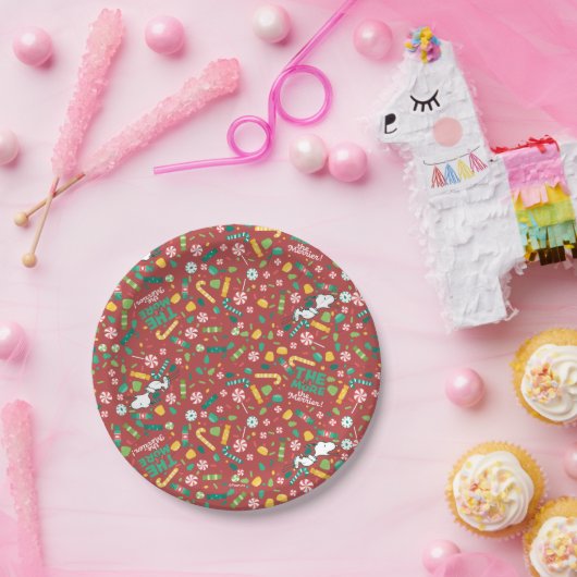 Peppermint Dreams Snoopy Snoep Pattern Papieren Bordje (Feest)