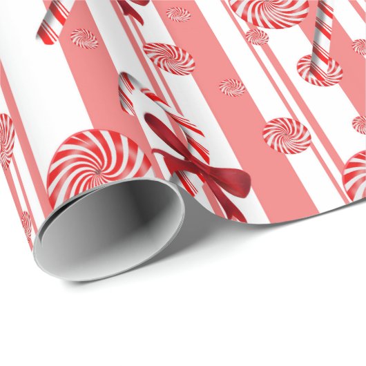 Peppermint en Candy Canes Holiday Greetings Cadeaupapier (Rol Hoek)