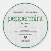 Peppermint Extract gepersonaliseerd bottellabel Ronde Sticker (Voorkant)