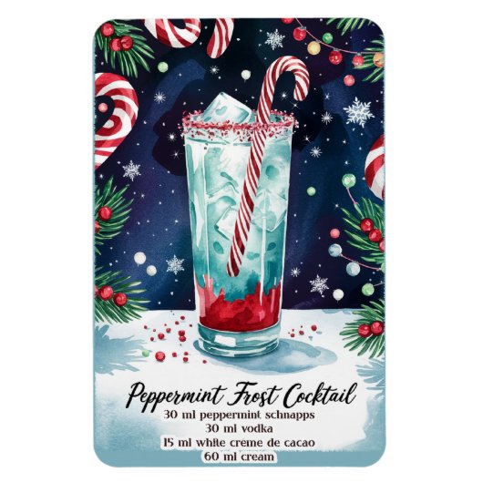 Peppermint Frost Vakantie Cocktail Recept Magneet (Verticaal)