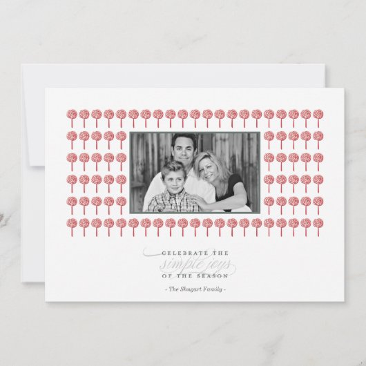 Peppermint Geisha Pattern Holiday Photo Card Feestdagenkaart (Voorkant)