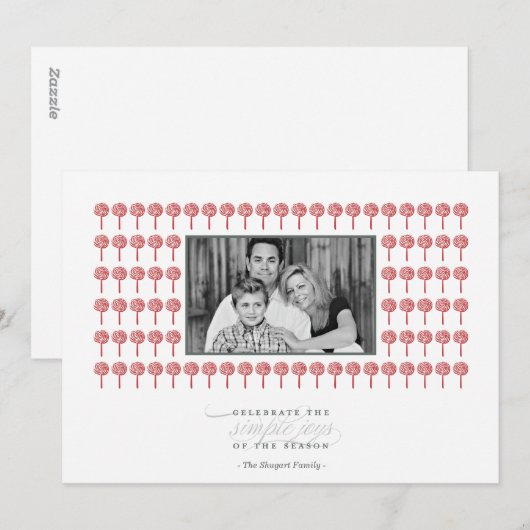 Peppermint Geisha Pattern Holiday Photo Card Feestdagenkaart (Voorkant / Achterkant)