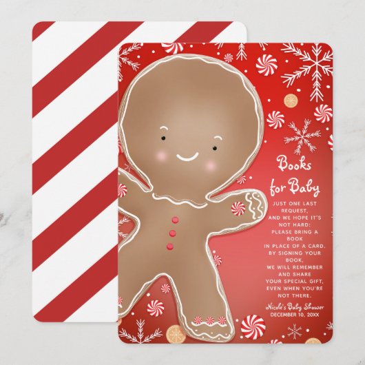 Peppermint Gingerbread Man Vakantie Boek Verzoek Kaart (Voorkant / Achterkant)