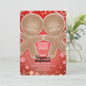 Peppermint Gingerbread Twins Holiday Baby shower Kaart (Staand voorkant)