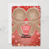 Peppermint Gingerbread Twins Holiday Baby shower Kaart (Voorkant)