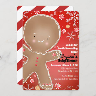 Peppermint Gingerbrood Man Holiday Baby shower Kaart
