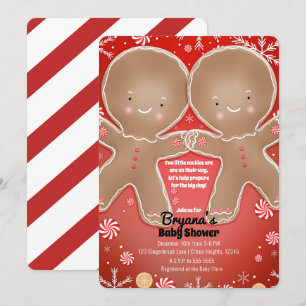 Peppermint Gingerbrood Twins Holiday Baby shower Kaart