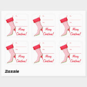 Peppermint High Hiel Boot Stocking Art-cadeaulabel Vierkante Sticker (Vel)