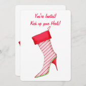 Peppermint High Hiel Stocking kerst Uitnodiging (Voorkant / Achterkant)