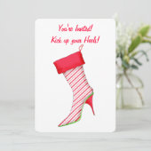 Peppermint High Hiel Stocking kerst Uitnodiging (Staand voorkant)