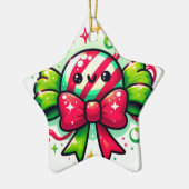 Peppermint Joy: Holiday Candy Character Keramisch Ornament (Links)