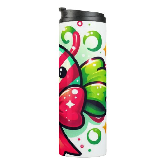 Peppermint Joy: Holiday Candy Character Thermosbeker (Geroteerd rechts)