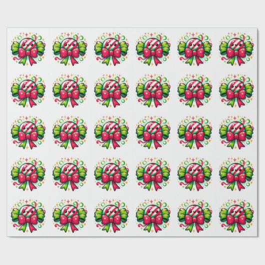 Peppermint Joy: Kerstmis Snoep Karakter Cadeaupapier (Vlak)