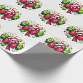 Peppermint Joy: Kerstmis Snoep Karakter Cadeaupapier (Hoek)