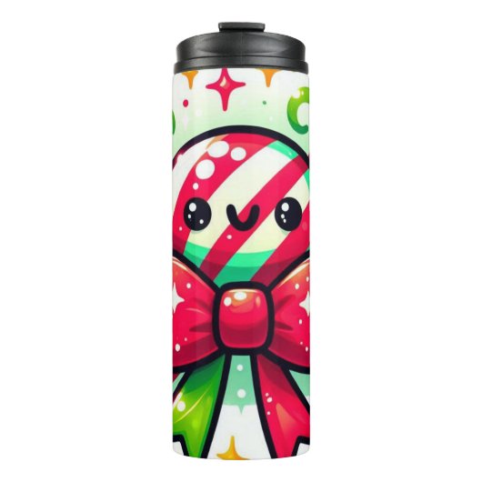 Peppermint Joy: Kerstmis Snoep Karakter Thermosbeker (Voorkant)
