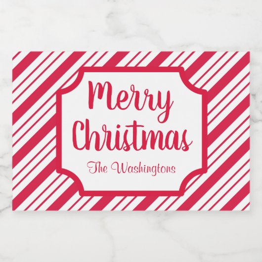 Peppermint-kerstcadeaulabel voor dranken voedselcontainer etiket (Enkel label)