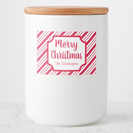 Peppermint-kerstcadeaulabel voor dranken voedselcontainer etiket (Voorkant)