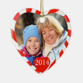 Peppermint-kerstfoto Keramisch Ornament (Rechts)