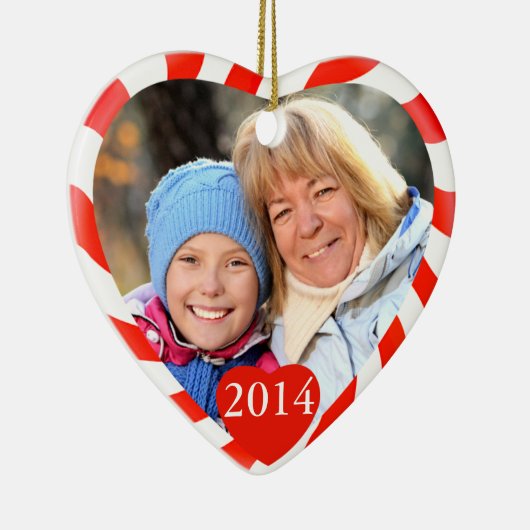 Peppermint-kerstfoto Keramisch Ornament (Rechts)