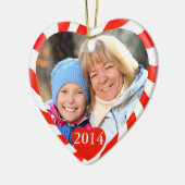 Peppermint-kerstfoto Keramisch Ornament (Links)