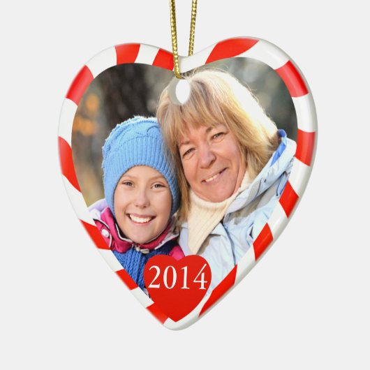 Peppermint-kerstfoto Keramisch Ornament (Links)