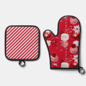Peppermint-kerstmis Ovenwant & Pannenlap Set (Voorkant)