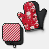 Peppermint-kerstmis Ovenwant & Pannenlap Set (Voorkant / Achterkant)