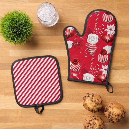 Peppermint-kerstmis Ovenwant & Pannenlap Set (Top down)