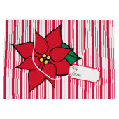 Peppermint kerstmis Poinsettia Gift Label Bag Groot Cadeauzakje (Voorkant)